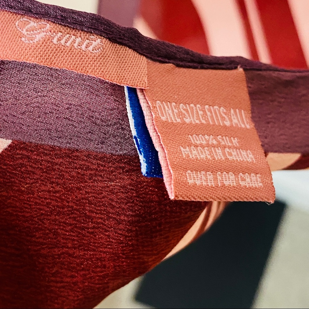Pink & Burgundy Chevron Pure Silk Versatile Wear Scarf - Picture 11 of 14